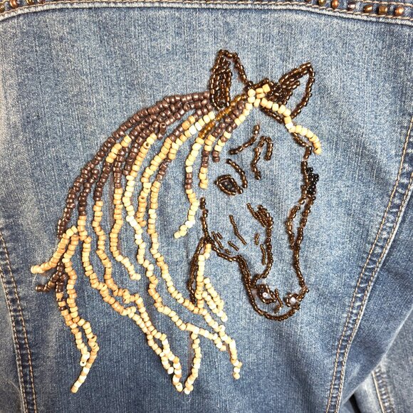 Western Cowgirl Hand Embellished Denim Jacket Beaded - Picture 8 of 8